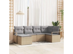 Vidaxl Conjunto De Sofás 6 Unid. Bege Vime Pe