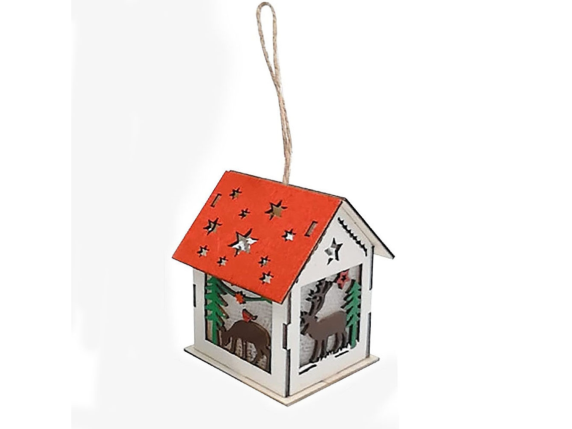 Árvore De Natal Em Madeira Com Luminária Led, Papai Noel, Boneco De Neve E Rena-aquaforge