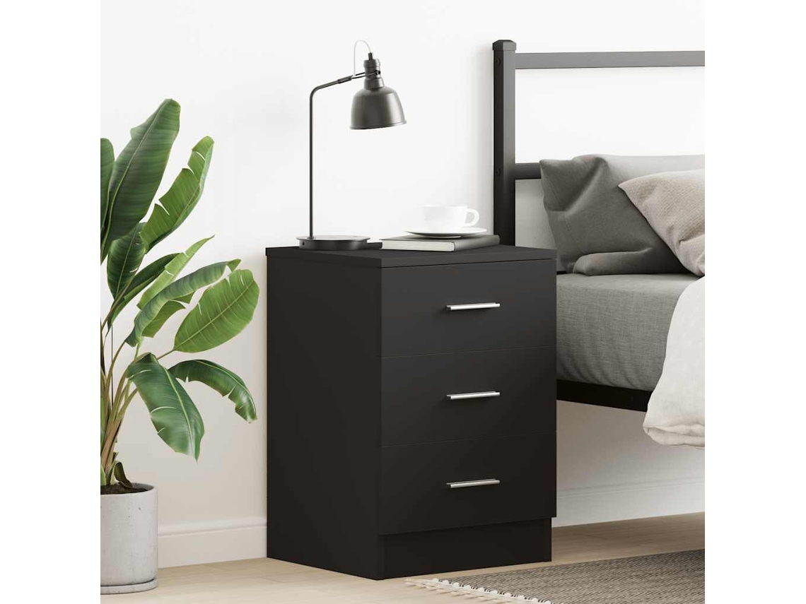 Vidaxl Mesa De Cabeceira 38x35x56 Cm Derivados De Madeira Preto