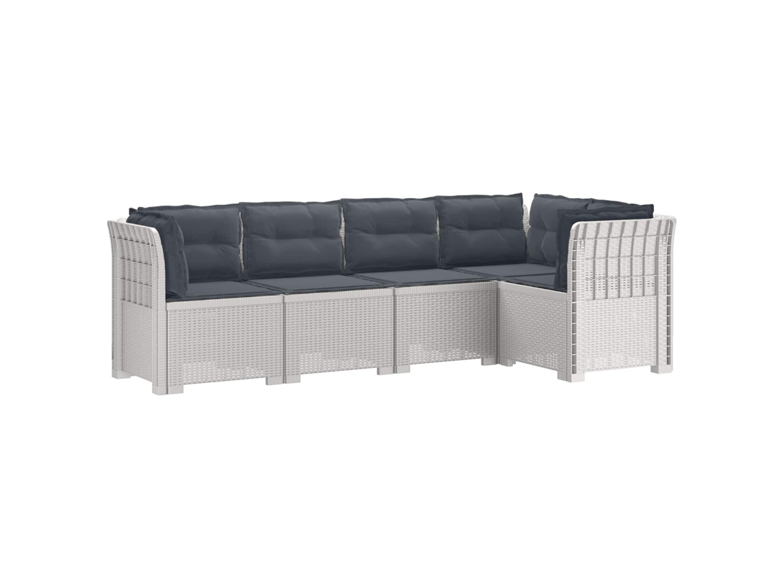 Vidaxl Sofá De Jardim De 5 Pessoas Com Almofadas Visual De Rattan Pp
