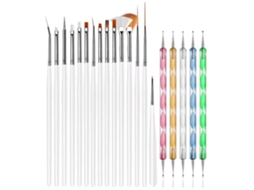 20pcs Ferramentas Para Design De Unhas, 15pcs Pincéis Para Pintura Com 5pcs Canetas Pontilhadas, Preto