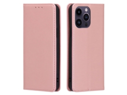 Capa Textura Gémeo Para Iphone 15 Pro Pele Sintética Anti-riscos Magnética Rosa