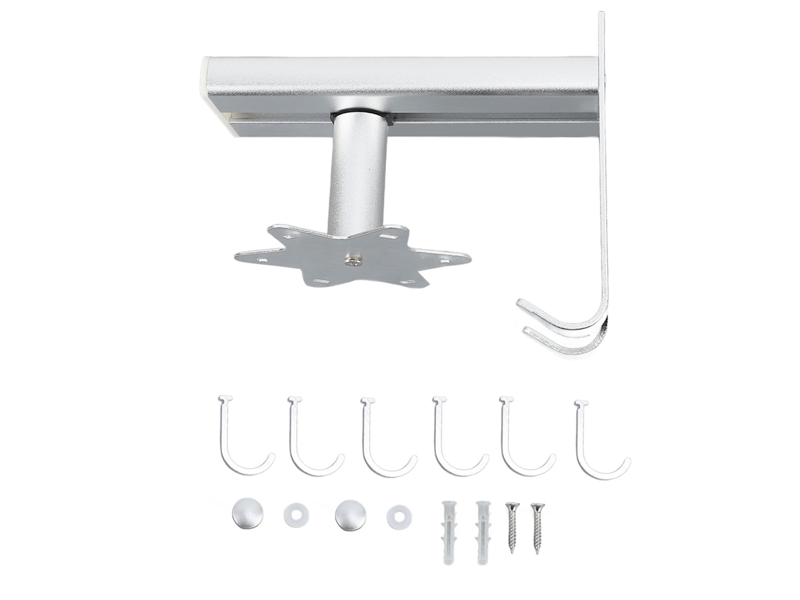 Nova Line prendedor de Utensílios de Cozinha com 6 Ganchos Giratórios 360° para Parede Silver