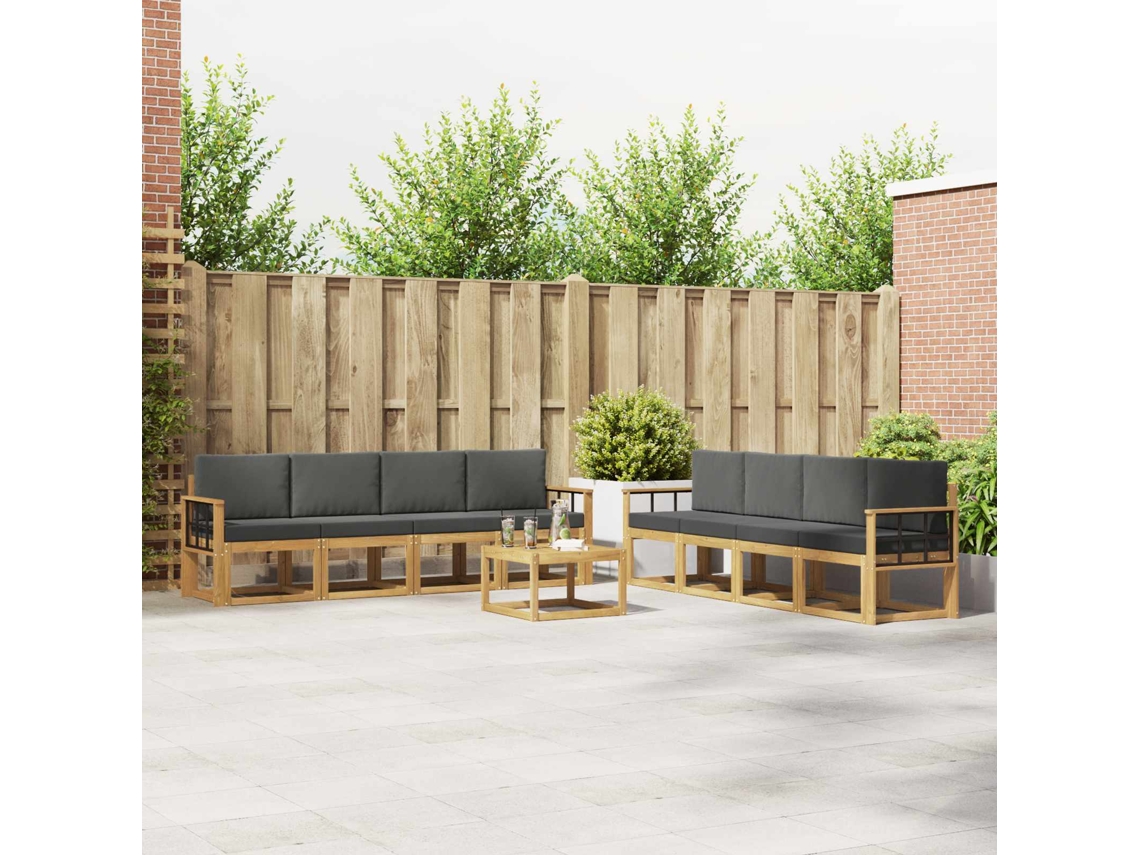 Vidaxl Conjunto De Sofás Para Exterior 9 Unid. Branco E Antracite
