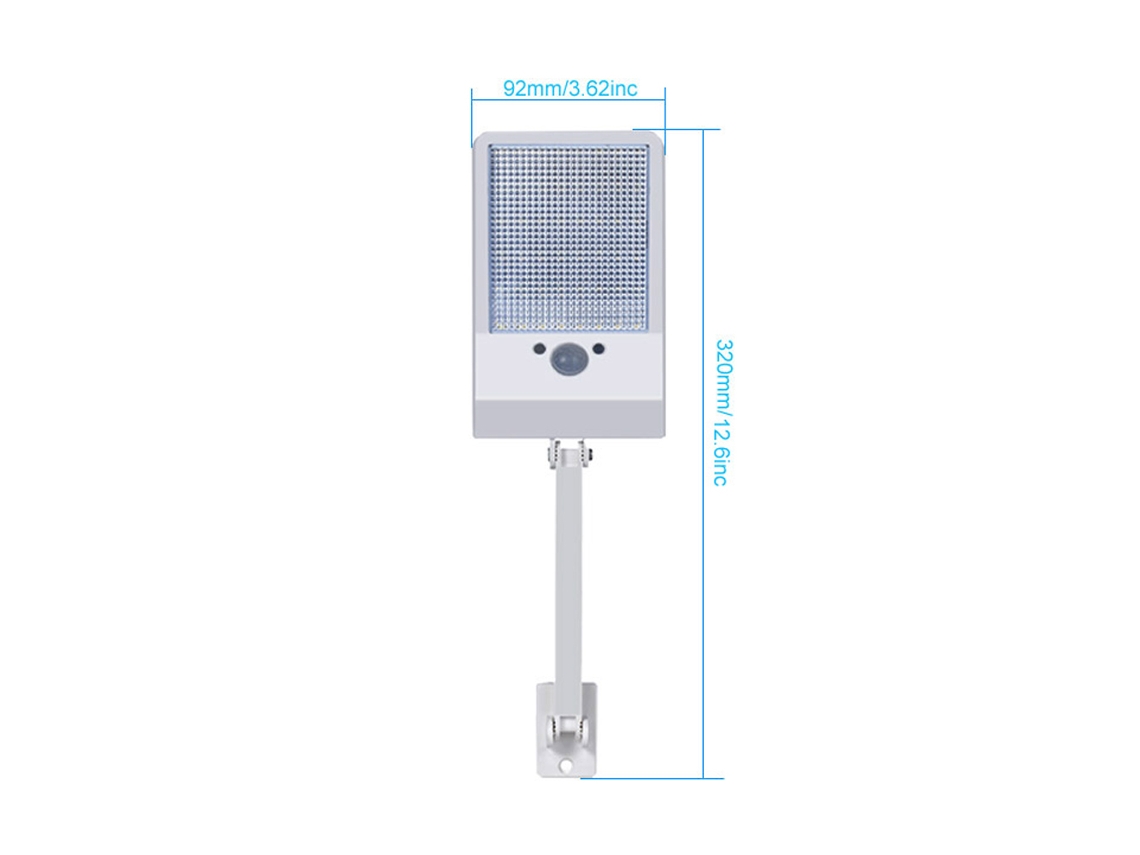 Luminária solar externa 2026 com 48 LEDs, 800lm, sensor de movimento, à prova d'água, para jardim, casa e rua, com suporte e controle remoto.
