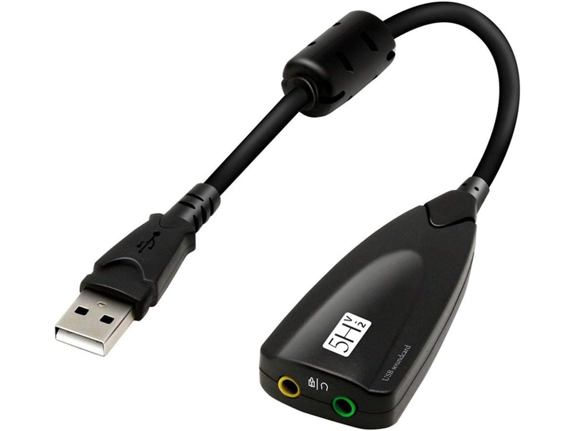 Placa De Som Externa Usb 5hv2, Adaptador Áudio Para Pc, Auscultadores E Microfone