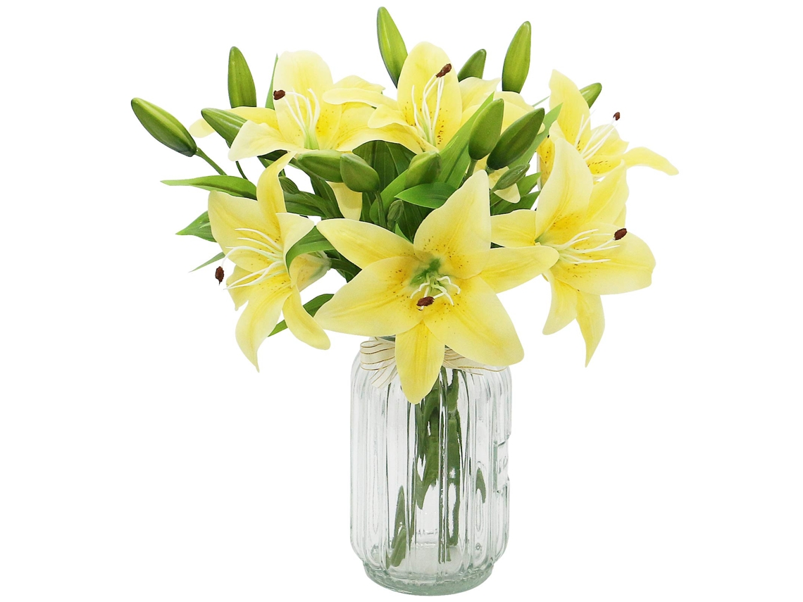 Conjunto de 6 Lírios Artificiais Brancos, Flores Artificiais de Plástico, 6 Unidades), para Casa e Casamento, Festas AQUAFORGE