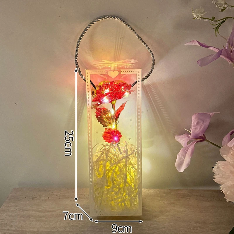 Rosas Preservadas em Garrafa de Vidro, Arranjo de Mesa com Flores Artificiais e Caixa de Presente. MDUG