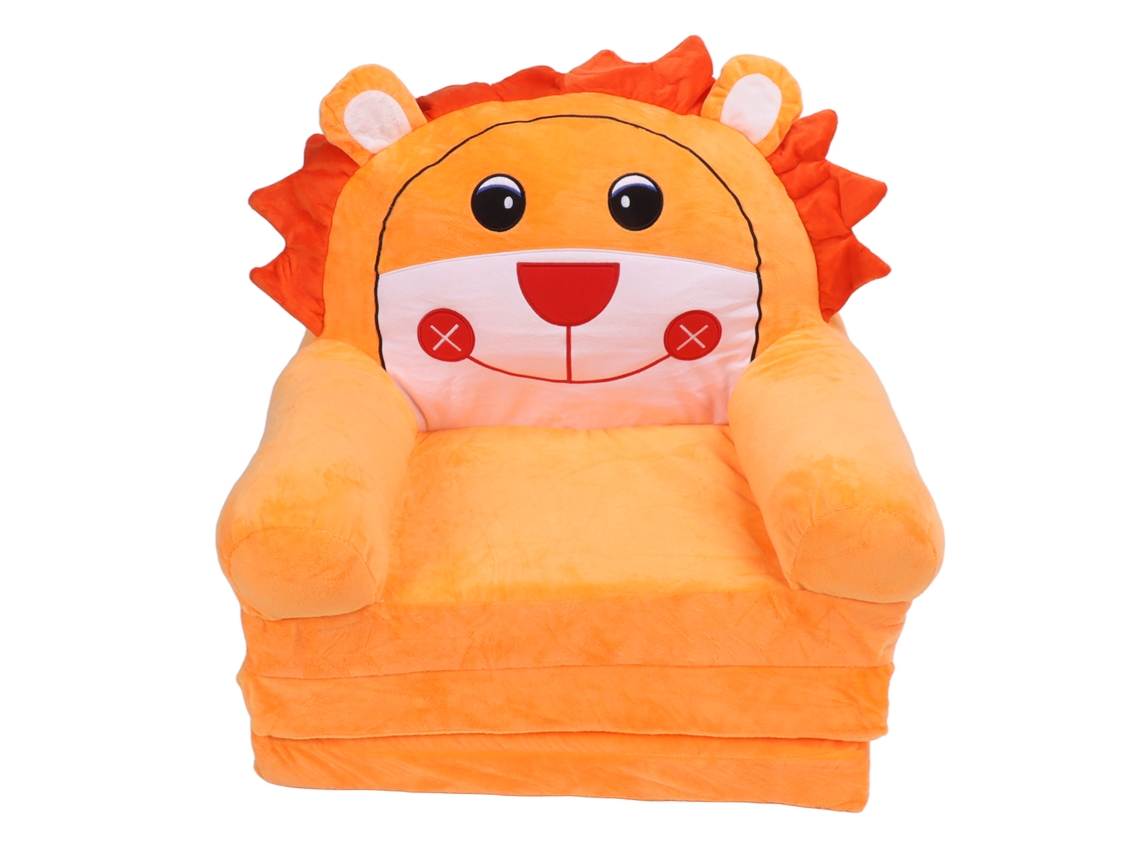 Sofá Infantil Dobrável Macio, Respirável, Animal, Desenho Animado, 3 Camadas, Laranja