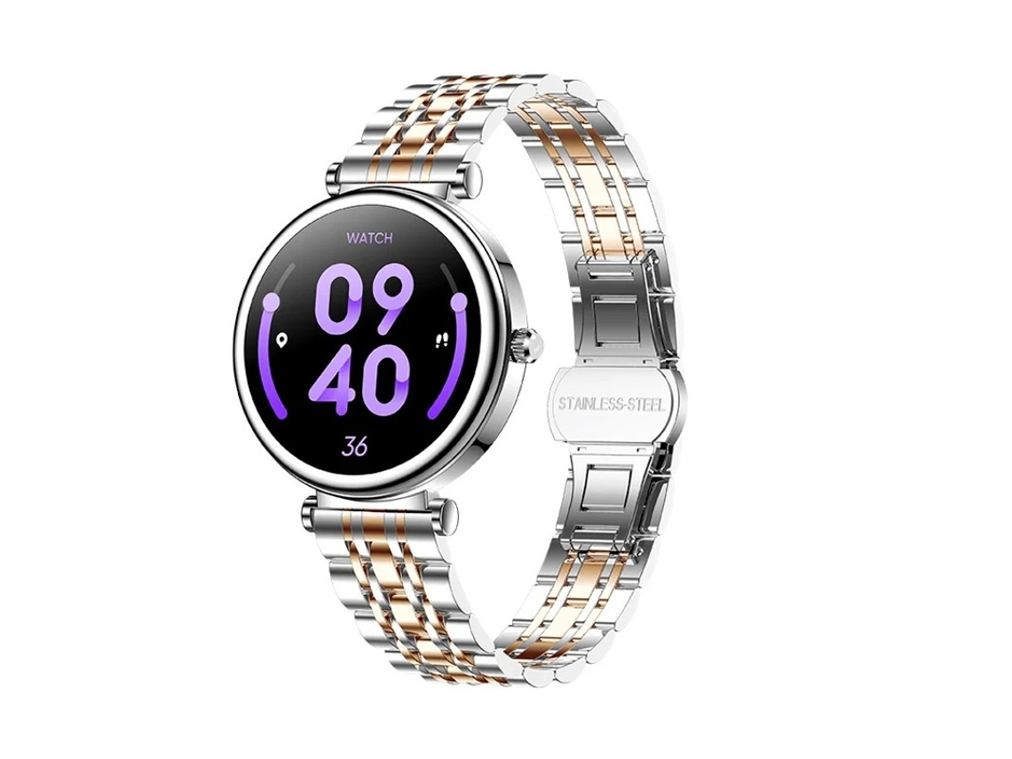Relógio inteligente feminino Bestvite, ouro rosa, tela colorida de 1,25 polegadas, à prova d'água, rastreador de atividades físicas, monitor de frequência cardíaca.