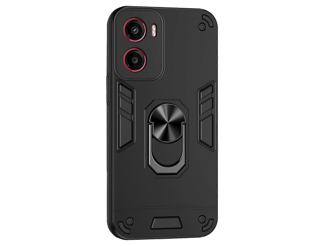 Capa Protetora De Pc Tpu Para Motorola Moto G05 4g Com Suporte De Anel, Preta