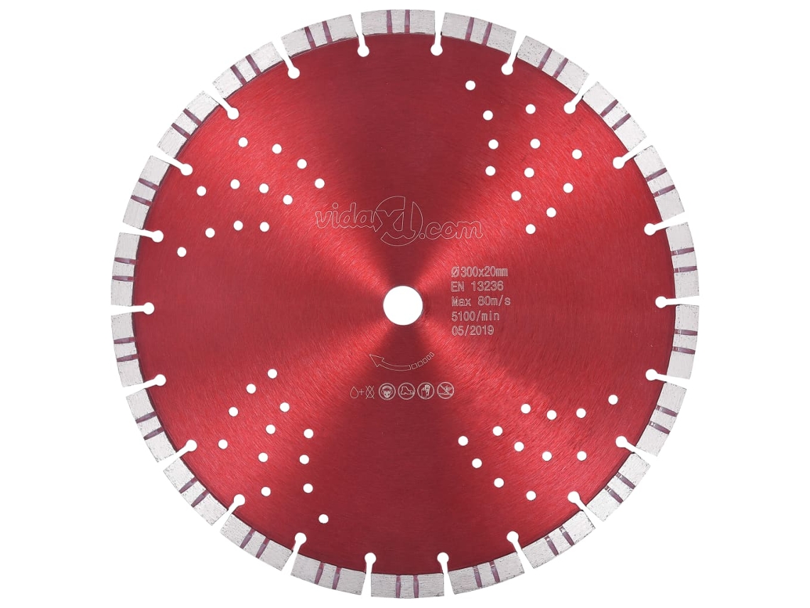 Vidaxl Disco De Corte De Diamante Com Turbo E Orifícios Aço 300 Mm