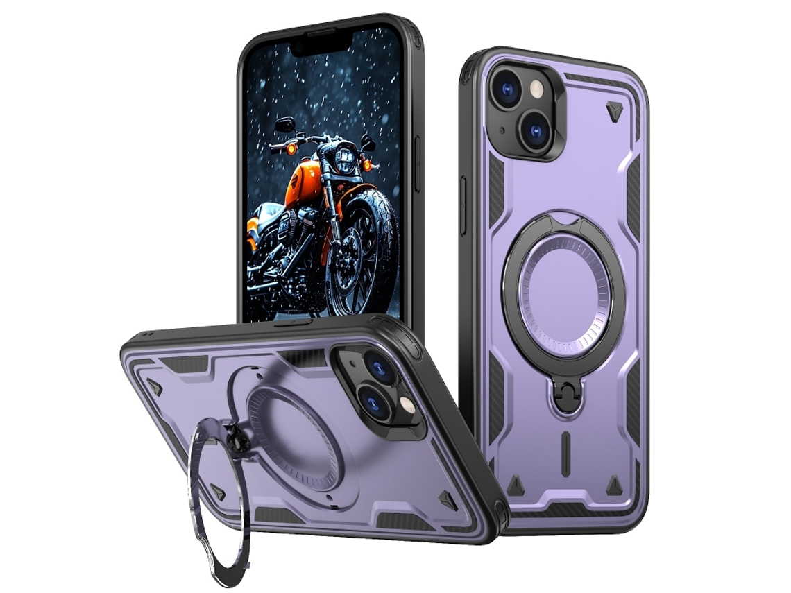 Capa Armor Híbrida Pc Tpu Para Iphone 14 Plus - Suporte De Anel Magsafe