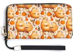 Carteira feminina de couro com estampa de capivara S/MARCA