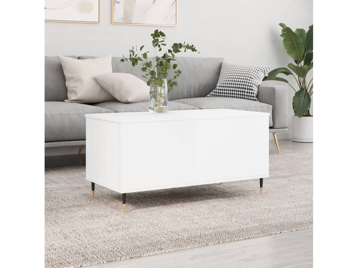Vidaxl Mesa Centro 90x44,5x45 Cm Derivados De Madeira Branco Brilhante