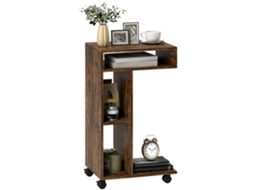 Mesa Lateral C fórmica carrinho de servir com 4 rodízios 3 prateleiras 40x30x69cm marrom rústico BTFORUS