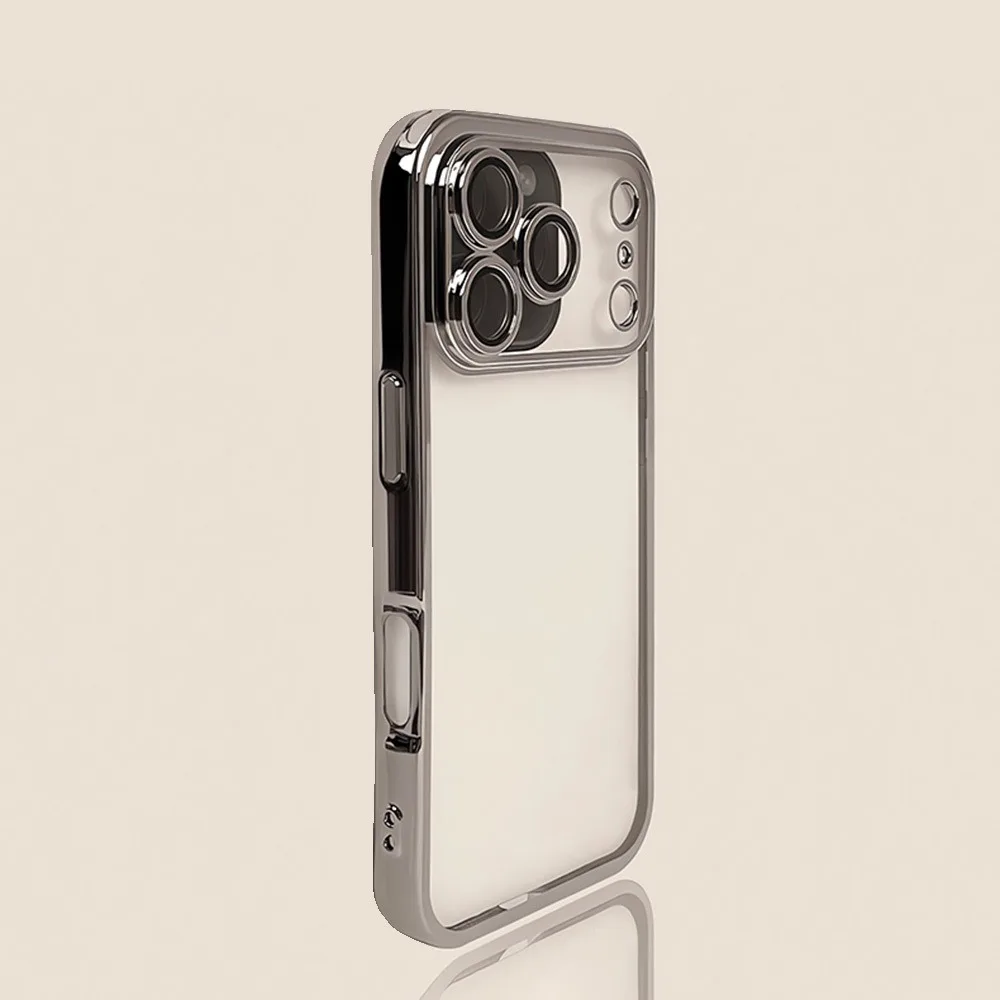 Capa Transparente Eletroplaqueada Para Iphone (iphone 17 Prateado) Com Proteção Para A Lente Da Câmera.