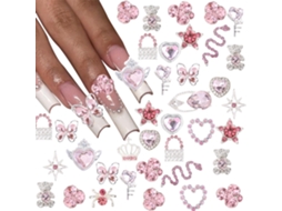 Acessórios de Unhas em Liga Metálica, 32 Peças, Decorações de Unhas com Strass para Manicure PANOONA
