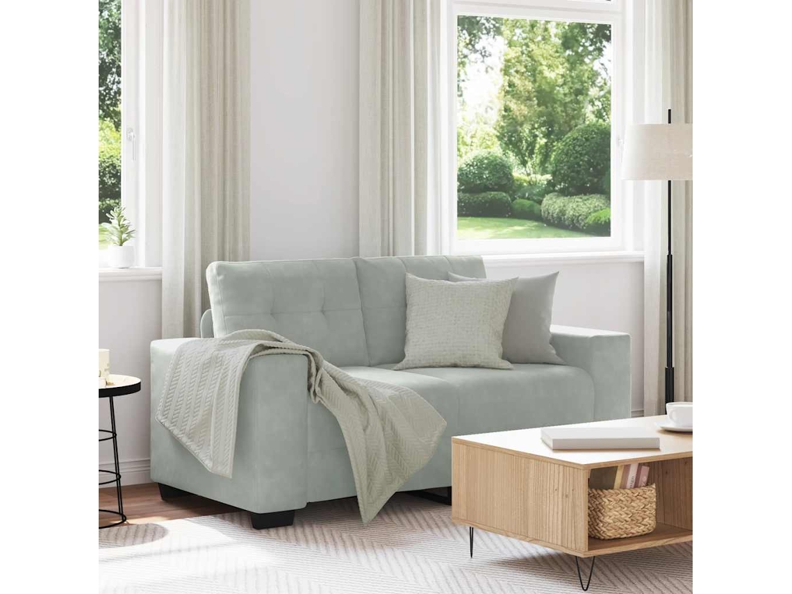 Vidaxl Sofá De Dois Lugares, Cinza Claro, 160x77x82 Cm, Em Veludo