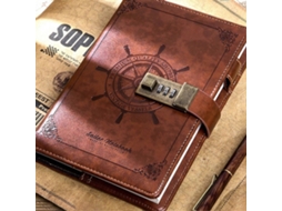 Diario vintage con candado, cubierta de PU, tamaño B6, libreta retro con candado de combinación de 3 dígitos, páginas rayadas privadas, pre-aquaforge