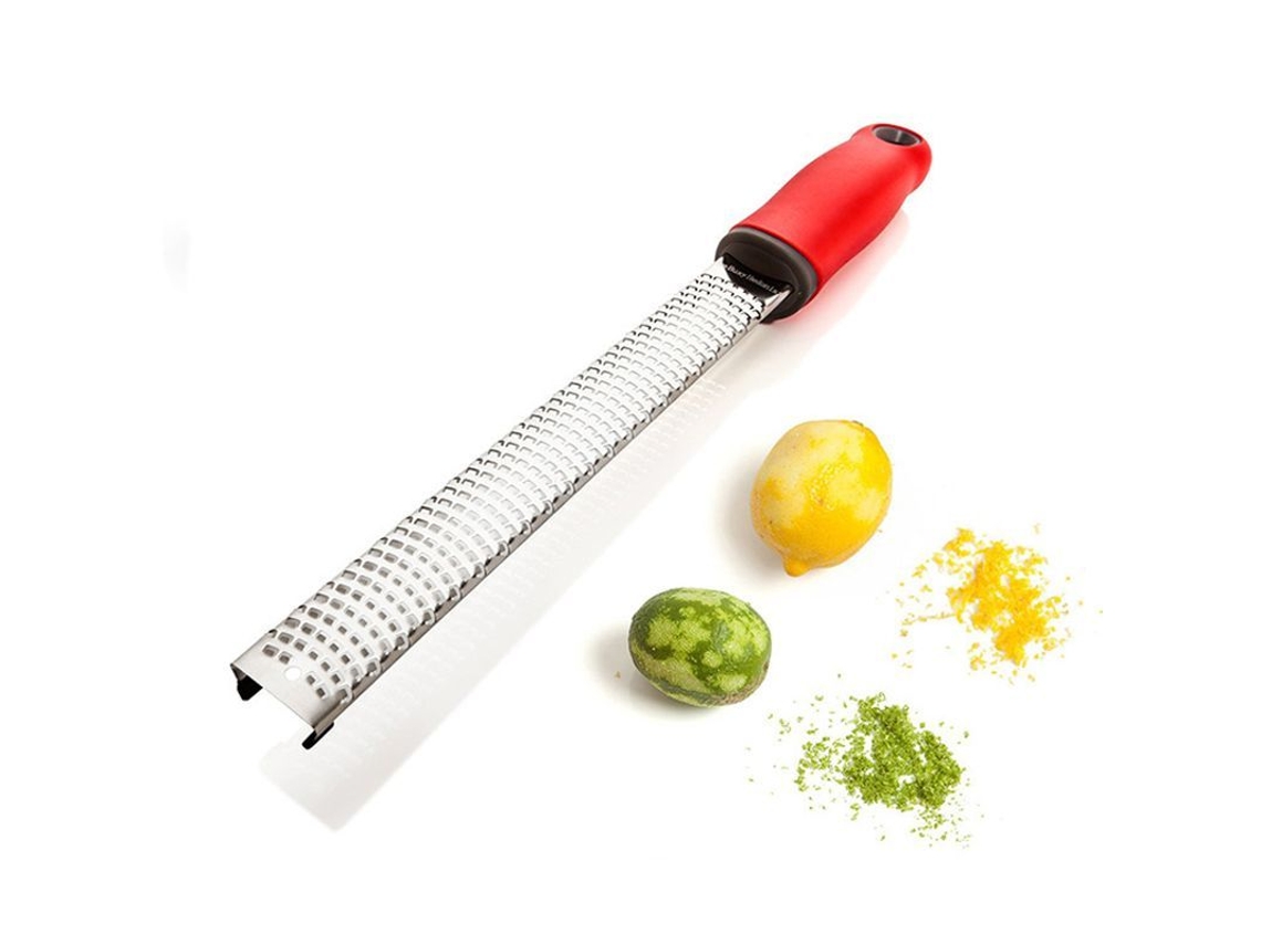 2026 rallador de Limão e Queijo de Aço Inoxidável com Tampa Protetora, Cor Vermelha, 32,5*3,5cm