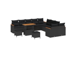 Conjunto 13 Sofá De Jardim Vidaxl Preto Vime Pe (90 X 55 X 71 Cm)