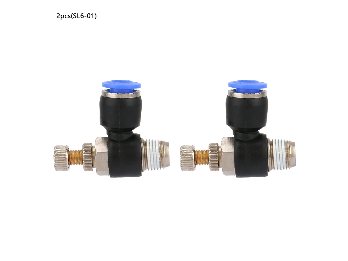 2pcs Regulador De Vazão De Ar Tubo Fitting Pneumático Valvula Sl6-01