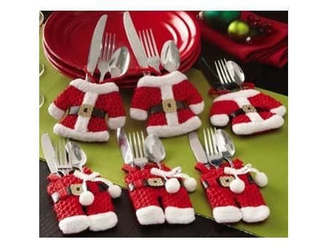 Conjunto De 6 Fantasias De Pai Natal Com Bolsos Para Talheres Kalavika