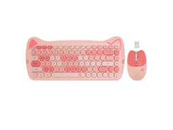 Teclado E Mouse Sem Fio Kawaii Cute Cat, Teclado E Mouse Coloridos Para Laptop Everley891