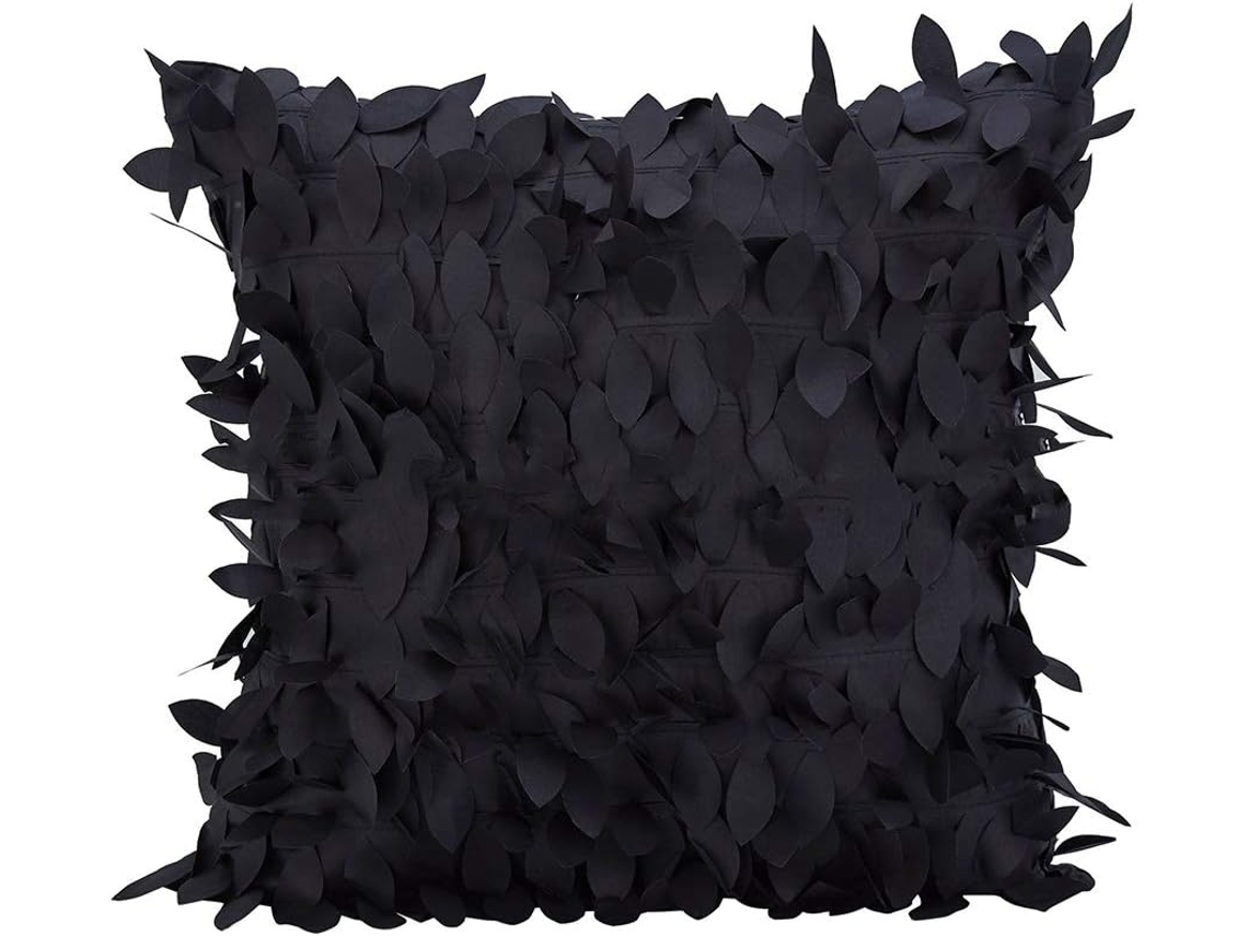 Capa de Almofada Cetim com Estampa Folhas em 3d, para Sofá Feita Poliéster Resistente, Decorativa CHABERLU