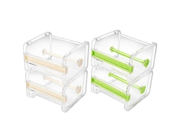 Conjunto de 3 Dispensadores Transparentes Fita Adesiva Washi para Mesa, Transparente Fit a Ades GOKOCO