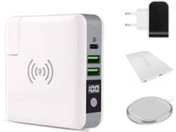 Carregador Banco Energia Sem Parede Internacional Display YIZHOOD Branco