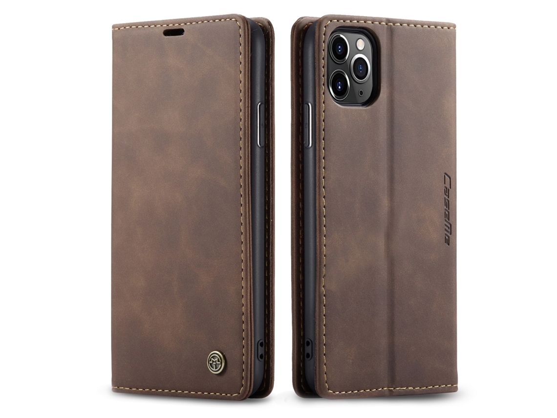 Capa De Celular Em Formato De Cartão, Capa De Couro Estilo Flip Retrômarrom - Iphone 16 E