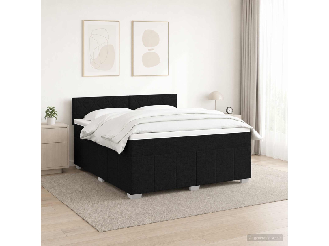 Vidaxl Cama Box Spring Com Colchão Preto 140 X 200 Cm Tecido