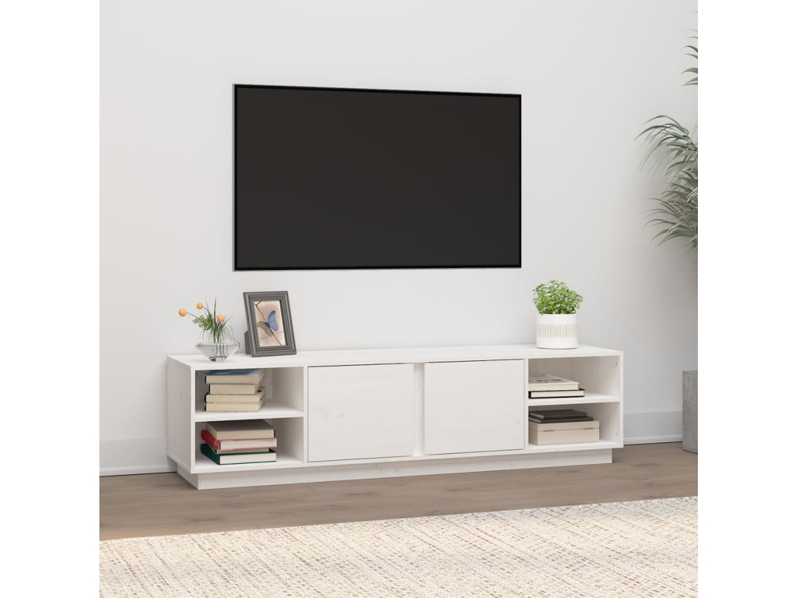 Vidaxl Móvel De Tv 156x40x40 Cm Madeira De Pinho Maciça Branco