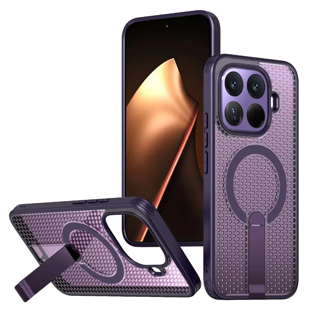 (roxo, Xiaomi 17 Promax) Capa Protetora Magnética, Respirável E Com Dissipação De Calor, Suporte Dobrável E Proteção Contra Quedas.