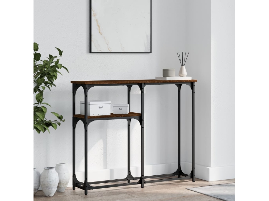 Vidaxl Mesa Consola 90x22,5x75 Cm Derivados Madeira Carvalho Castanho