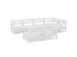 Conjunto Lounge Jardim Pinho Maciço Branco 7 Peças MAISON EXCLUSIVE