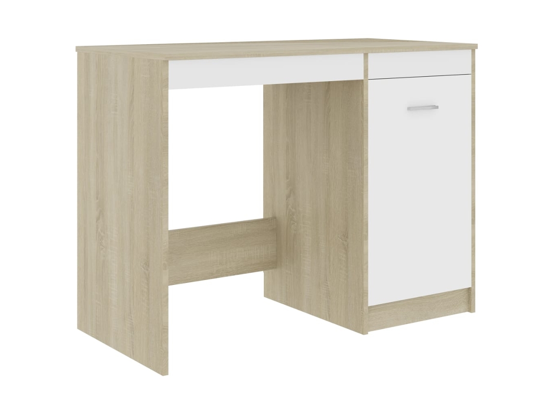 Secretária 100x50x76 cm Contraplacado Branco/Carvalho Sonoma MAISON EXCLUSIVE