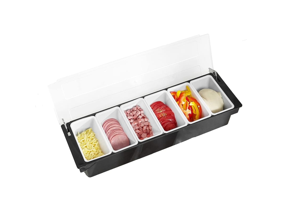 Dispenser De Condimentos Com 6 Compartimentos Para Ingredientes De Pizza E Acompanhamentos, Reutilizável E Resfriado Com Gelo