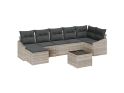 Conjunto 8 Sofá De Jardim Vidaxl Cinzento-claro Vime Pe (288,5 X 123,5 X 85 Cm)