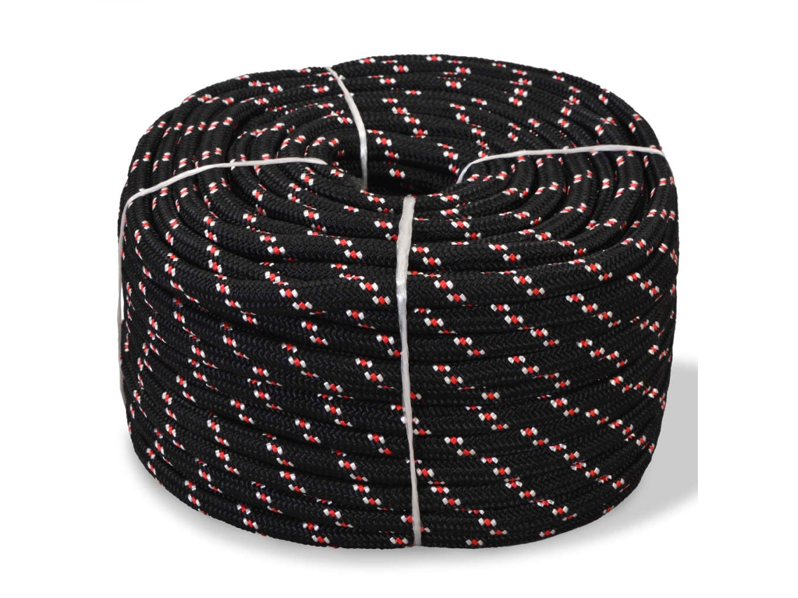 vidaXL Corda náutica em polipropileno 16 mm 250 m preto