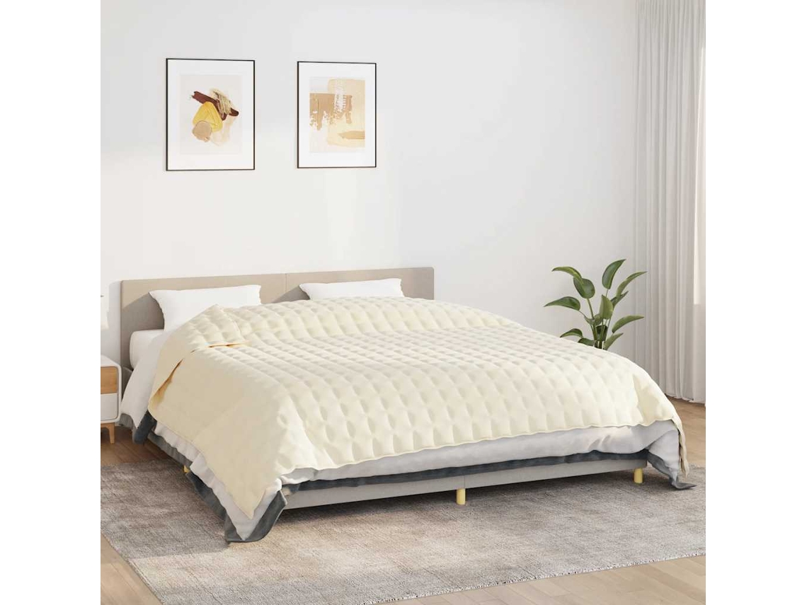 Vidaxl Manta Pesada 15 Kg 220x260 Cm Tecido Creme-claro