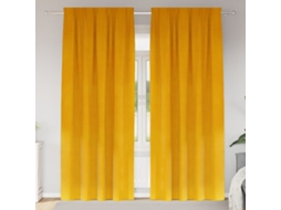 Vidaxl Cortinas Opacas 2 Unid. Amarelo-mostarda 140 X 245 Cm Veludo