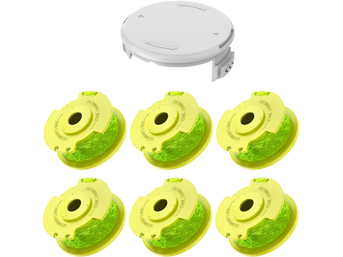 Pacote com 6 Carretéis de Fio com 1 Tampas Aparador de Grama para Ryobi Ac80rl3/ac14hca HENTEN HOME