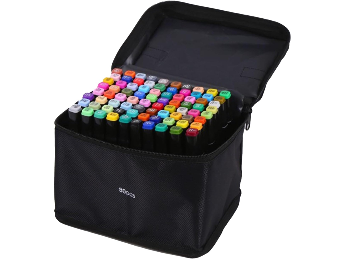 Conjunto De Marcadores Artísticos Heepdd Com Ponta Dupla, 80 Cores