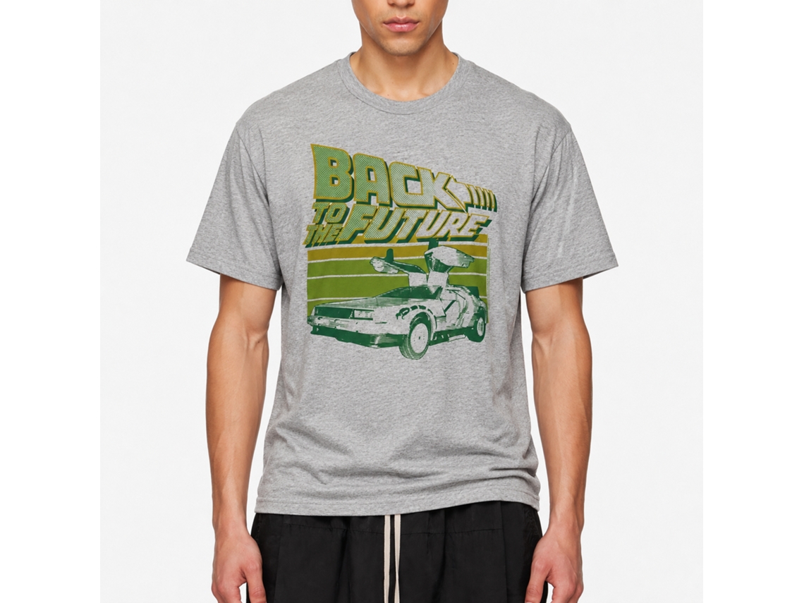 Rockinstone Back To The Future Movie Green Flight Heather Gray Adult T-shirt Size:l