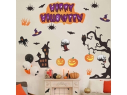 Decoraciones De Halloween Linjou Pegatinas Espeluznantes Para Pared, Suministros De Fiesta Con Calabazas, Murciélagos Y Brujas