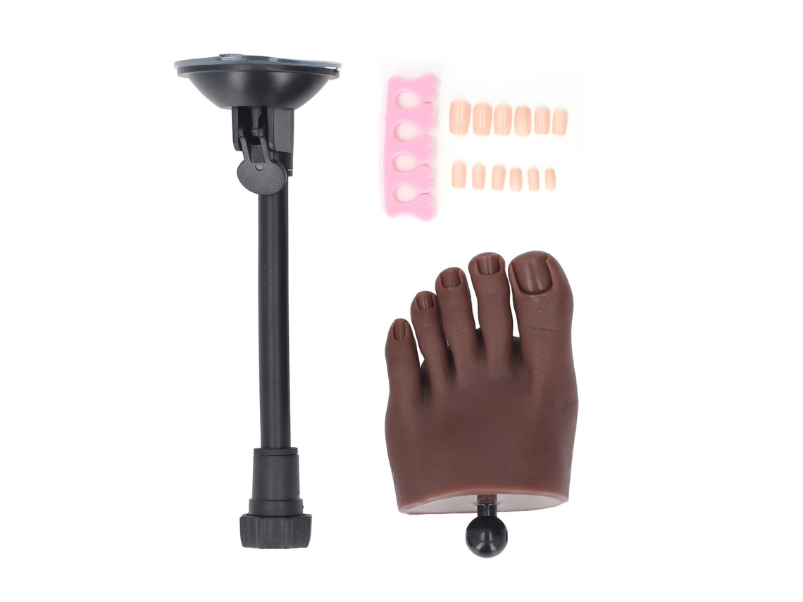 Manequim realista de silicone macio e flexível para prática de unhas, com suporte, ideal para manicure e treinamento.