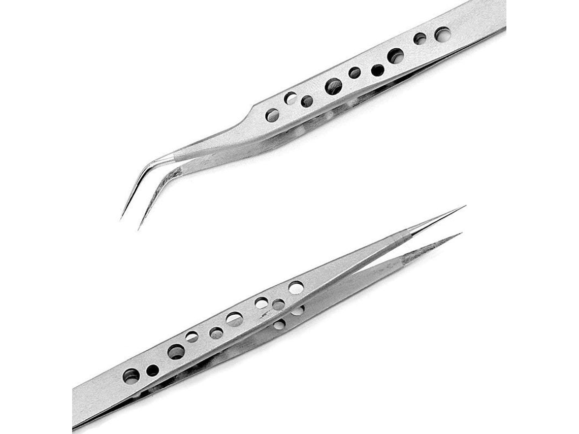 Pinzas de Precisión Antiestáticas Sanhooii 4 Piezas de Acero Inoxidable Rectas y Curvas para Electrónica y Joyería